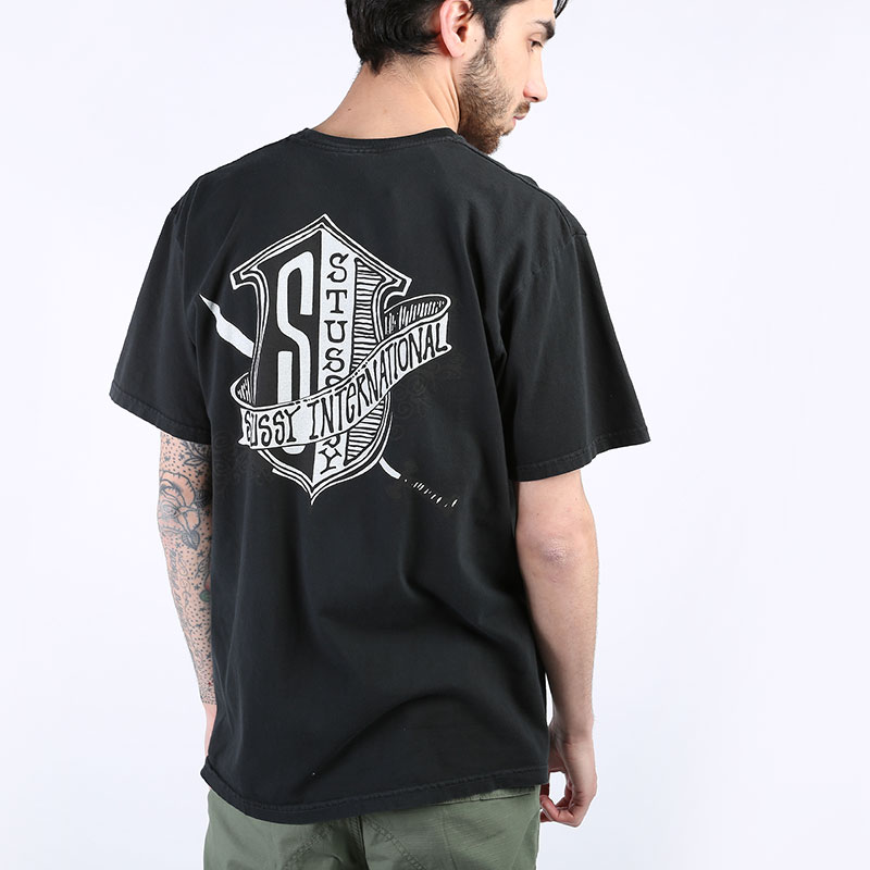 Мужская футболка Stussy Coat Of Arms Pig. Dyed Tee (1904522-black)  - цена, описание, фото 3